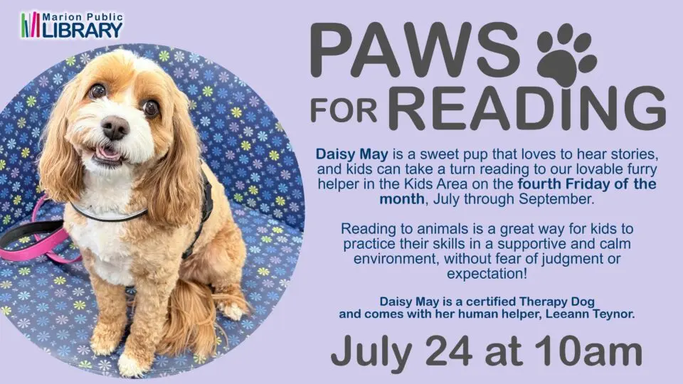Paws for Reading! at the Marion Public Library