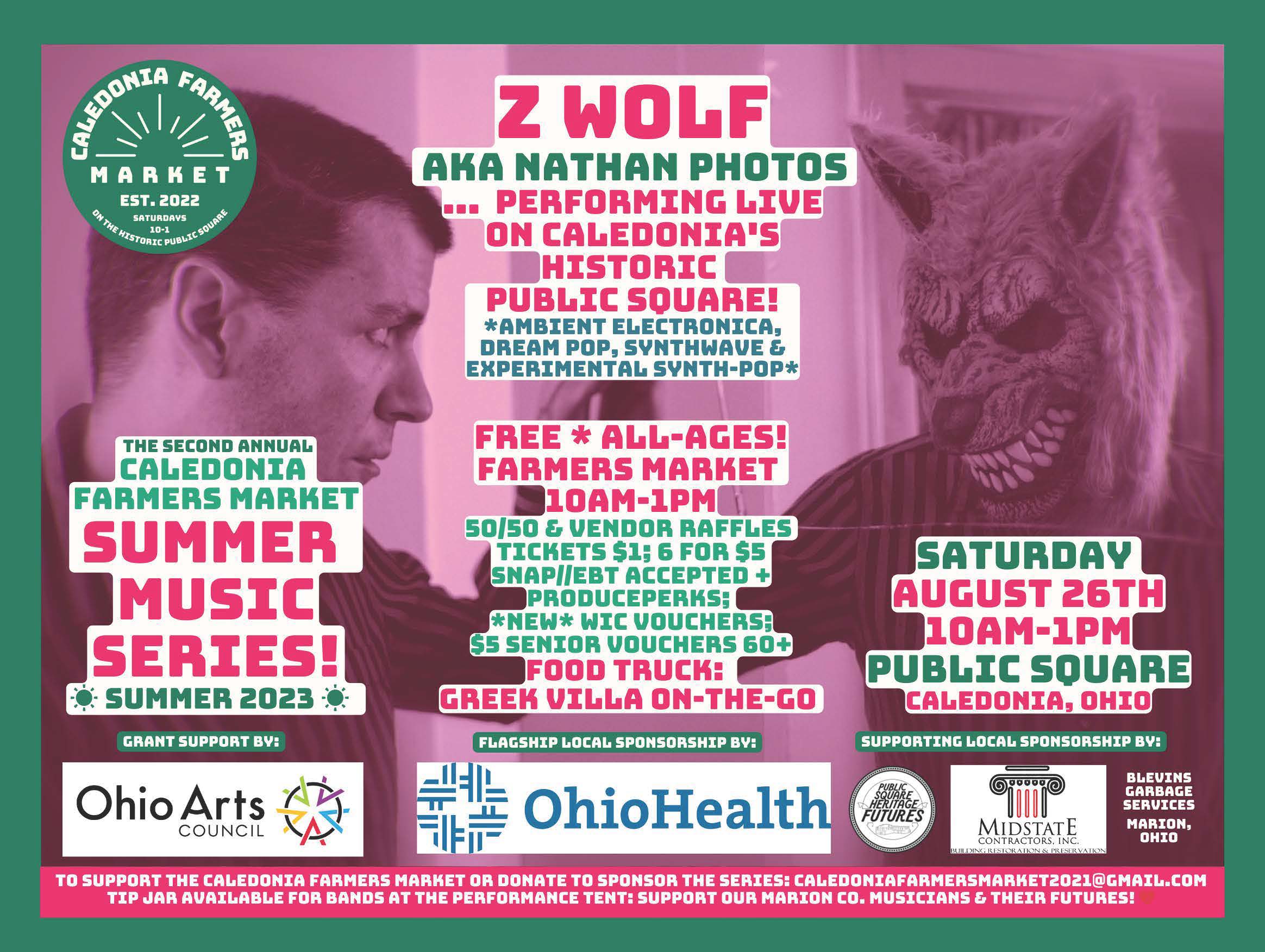 Z Wolfe images with event descriptions and sponsors listed