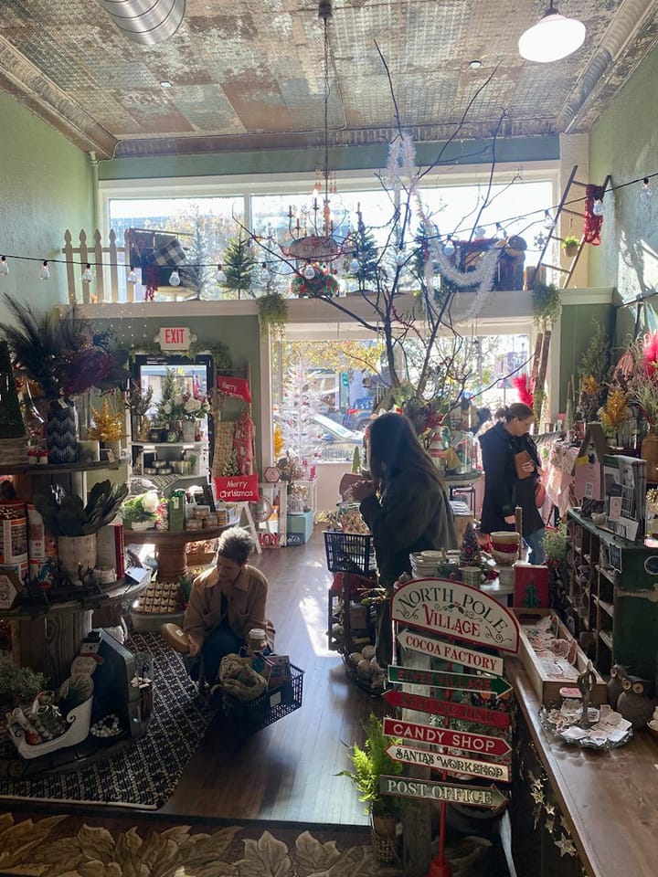 store interior with various Christmas items