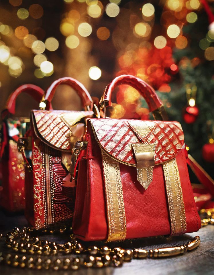 red and gold purses