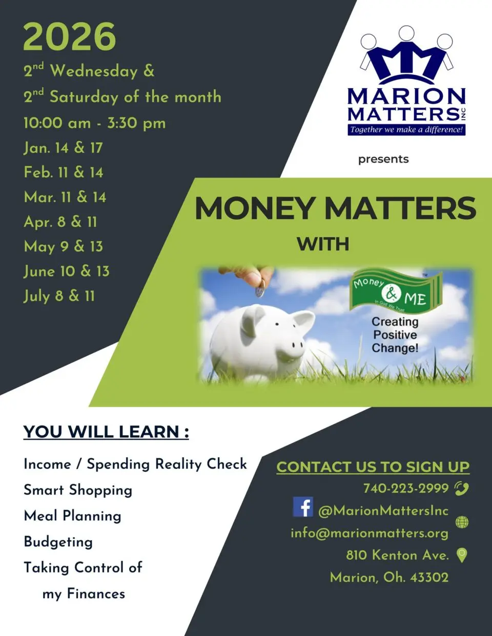 Money Matters Financial Literacy Course at Marion Matters Inc.