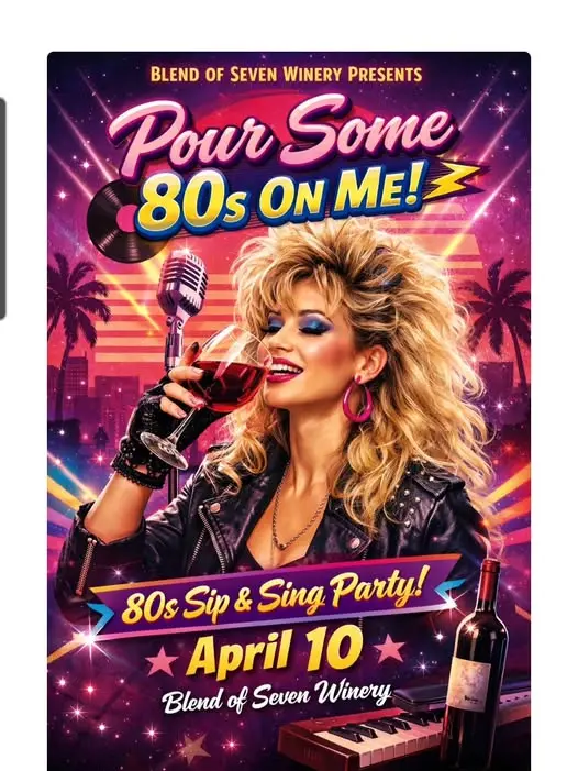 Pour Some 80s on Me: Sip & Sing at Blend of Seven Winery