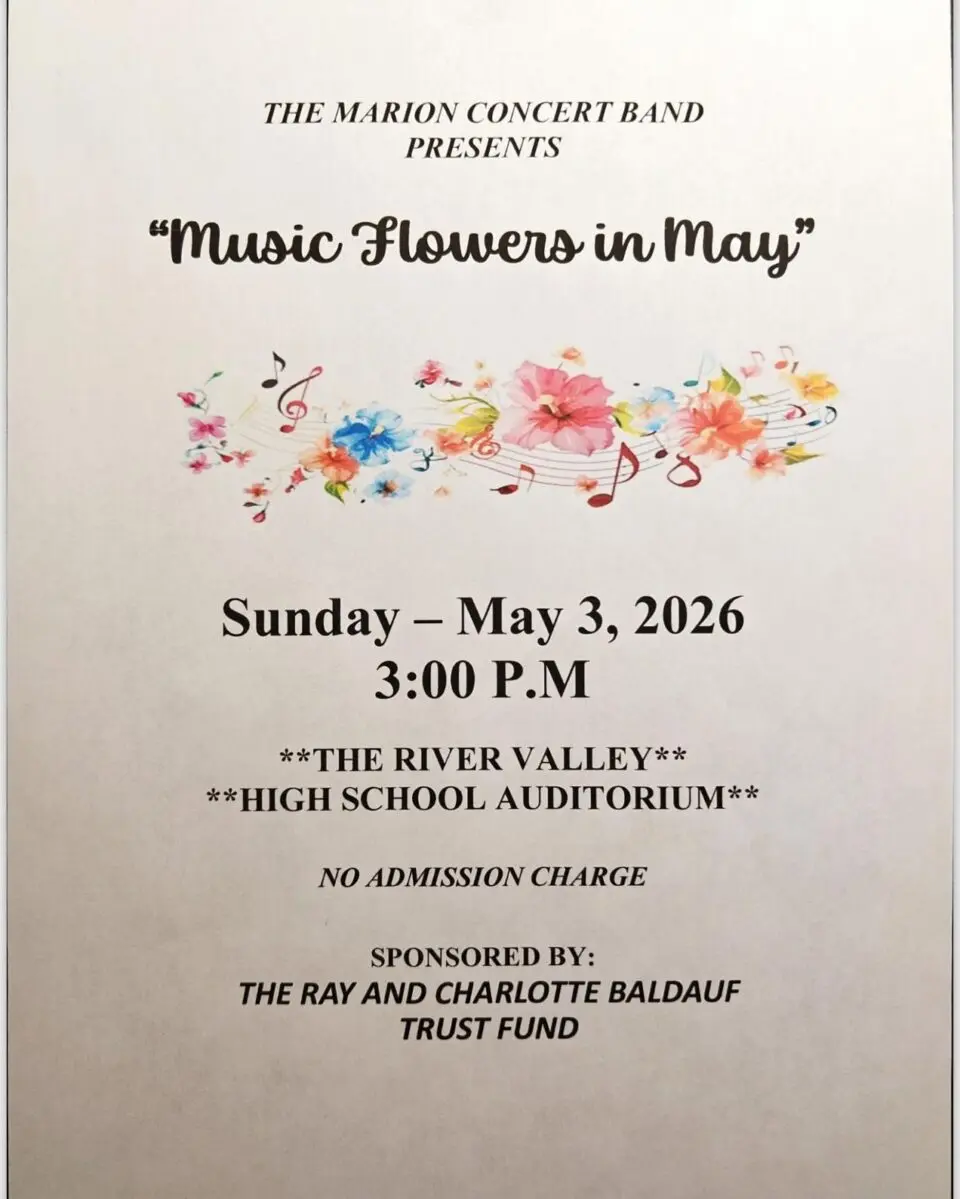 The Marion Concert Band presents Music Flowers in May at the River Valley High School Auditorium