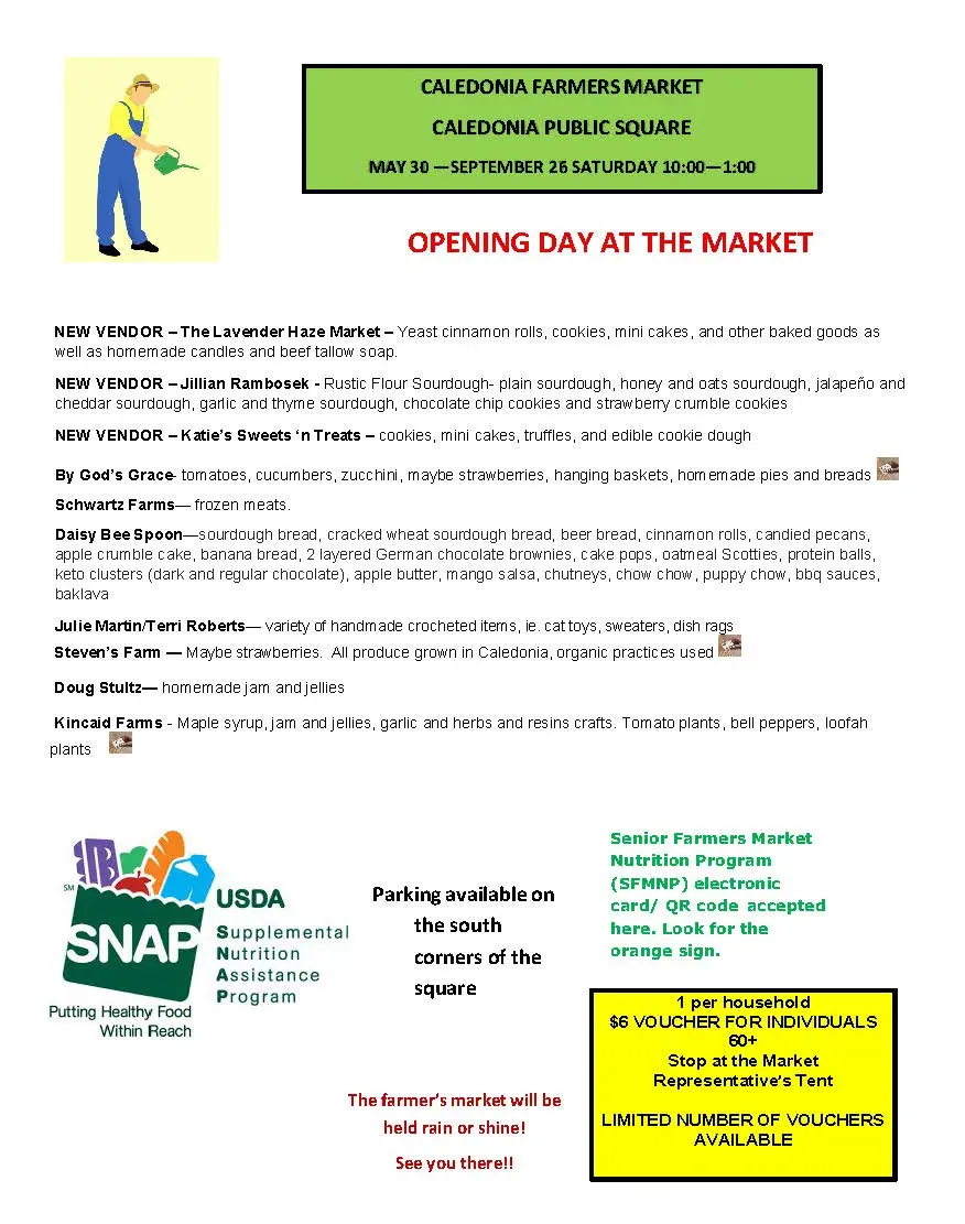 Caledonia Farmers Market in the Caledonia Public Square