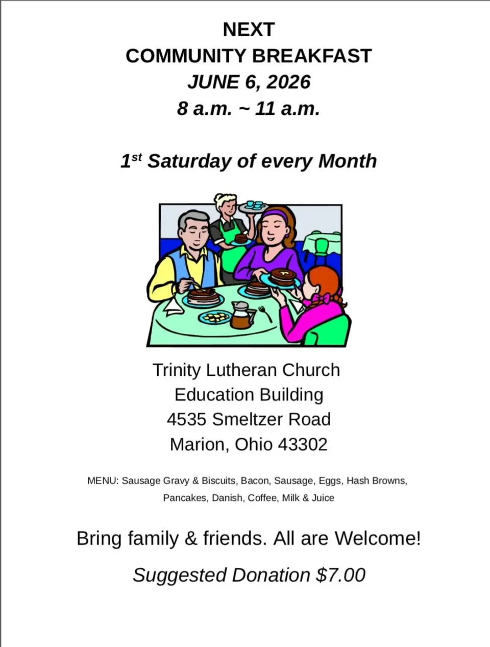 Community Breakfast at Trinity Lutheran Church