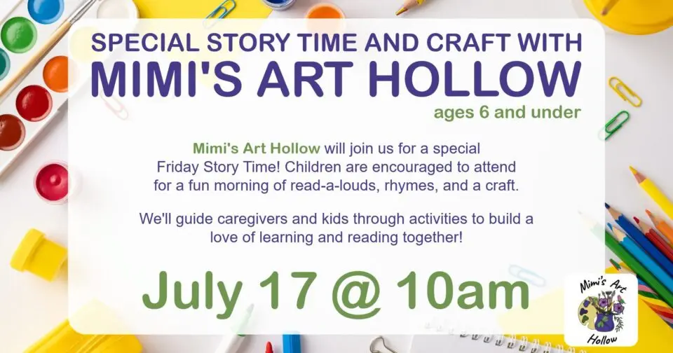 Special Storytime and Craft with Mimi's Art Hollow at the Marion Public Library