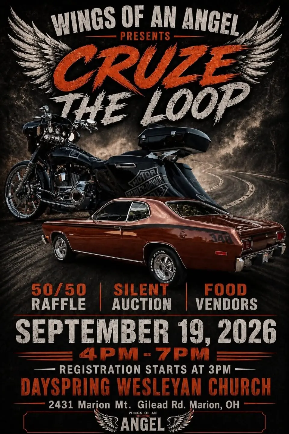 Wings of an Angel presents the Annual CRUZE THE LOOP Car & Bike Show at Dayspring Wesleyan Church