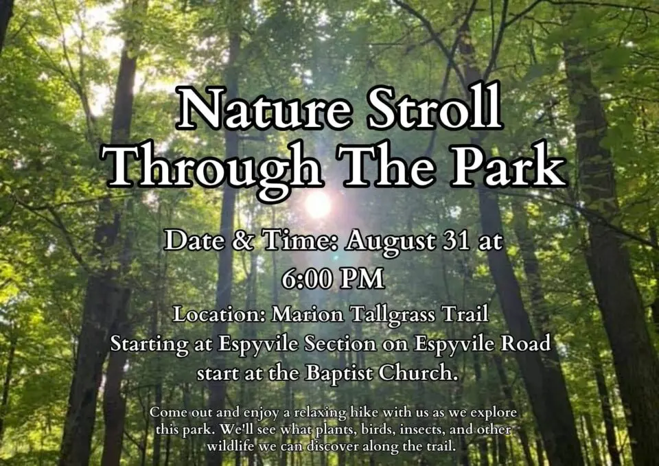 Nature Stroll at Marion Tallgrass Trail (Espyville Road Entrance)