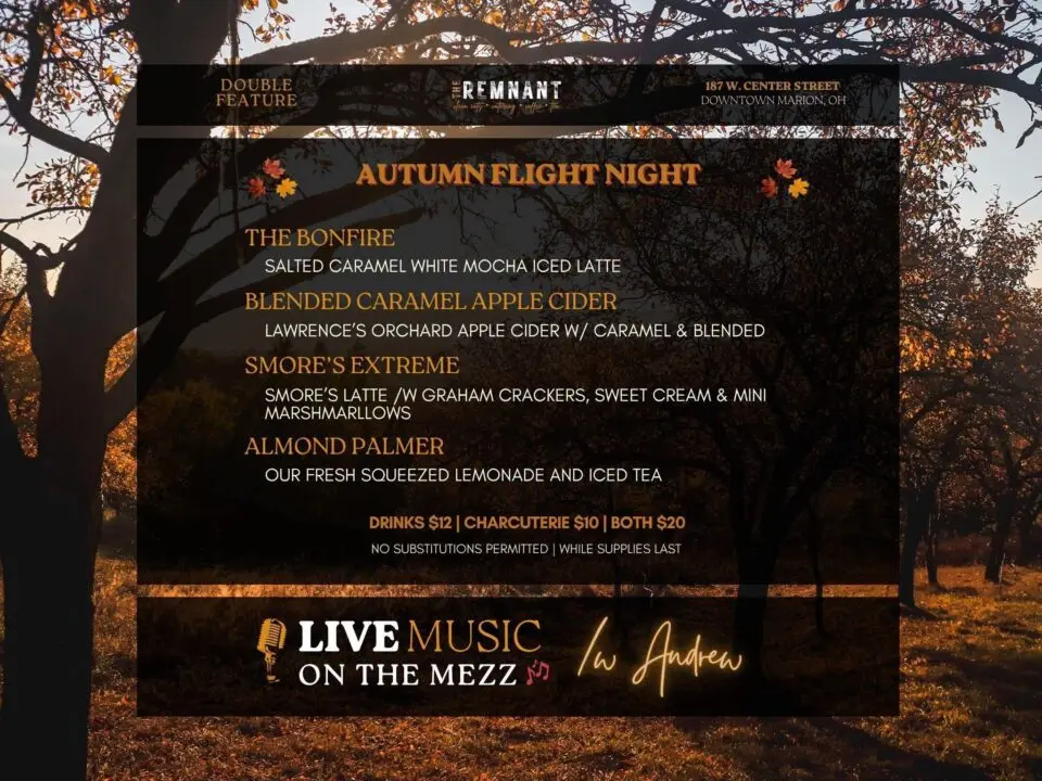Autumn Flight Night and Music on the Mez with Andrew at The Remnant