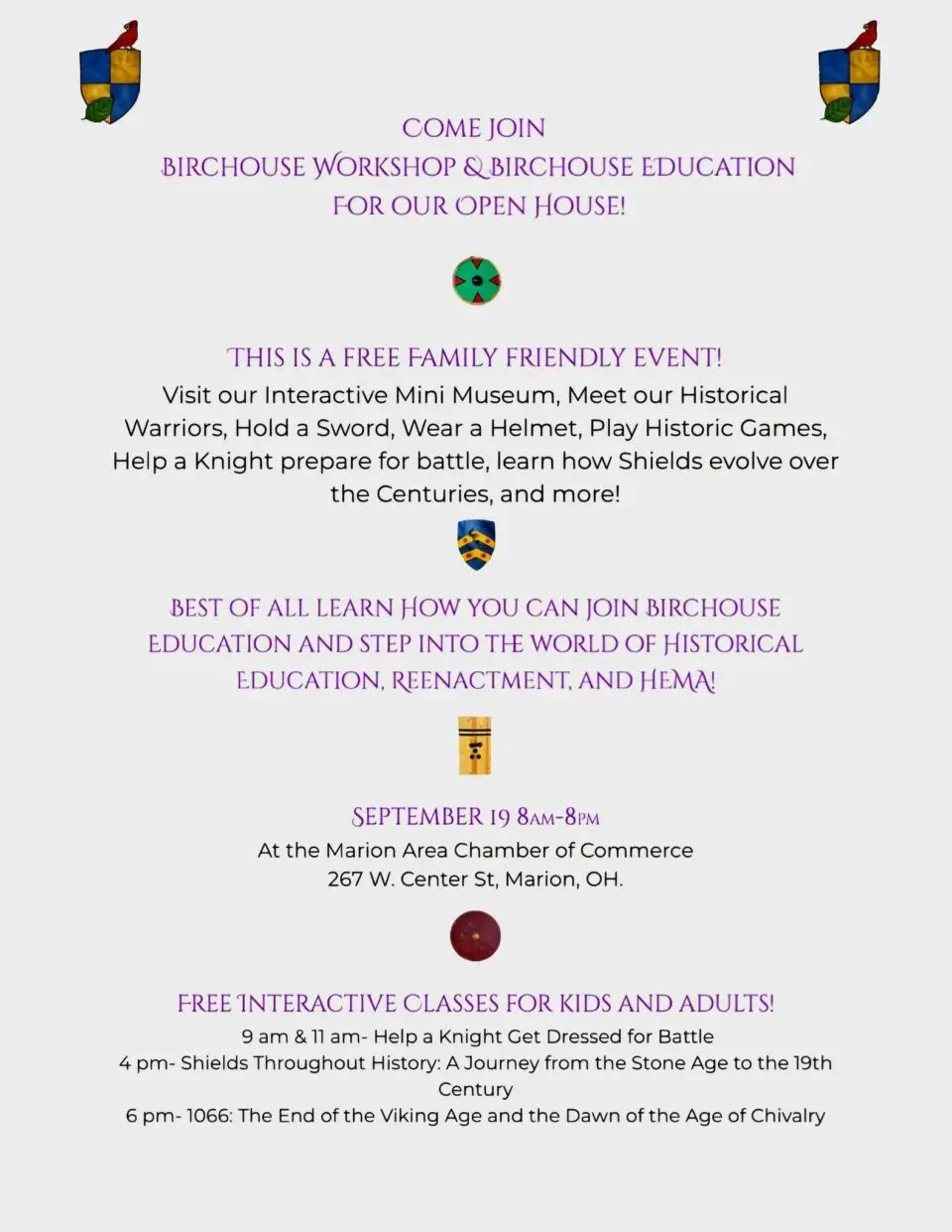 Birchouse Workshop & Birchouse Education Open House at the Marion Area Chamber of Commerce