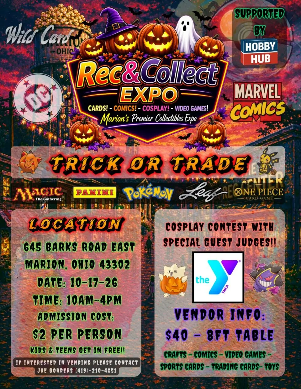Rec & Collect Expo: Trick or Trade at the Marion Family YMCA