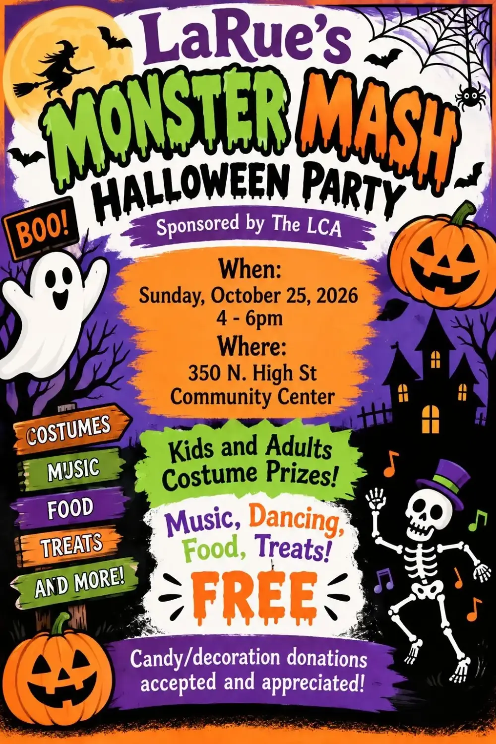 Monster Mash Halloween Party at the LaRue Community Center