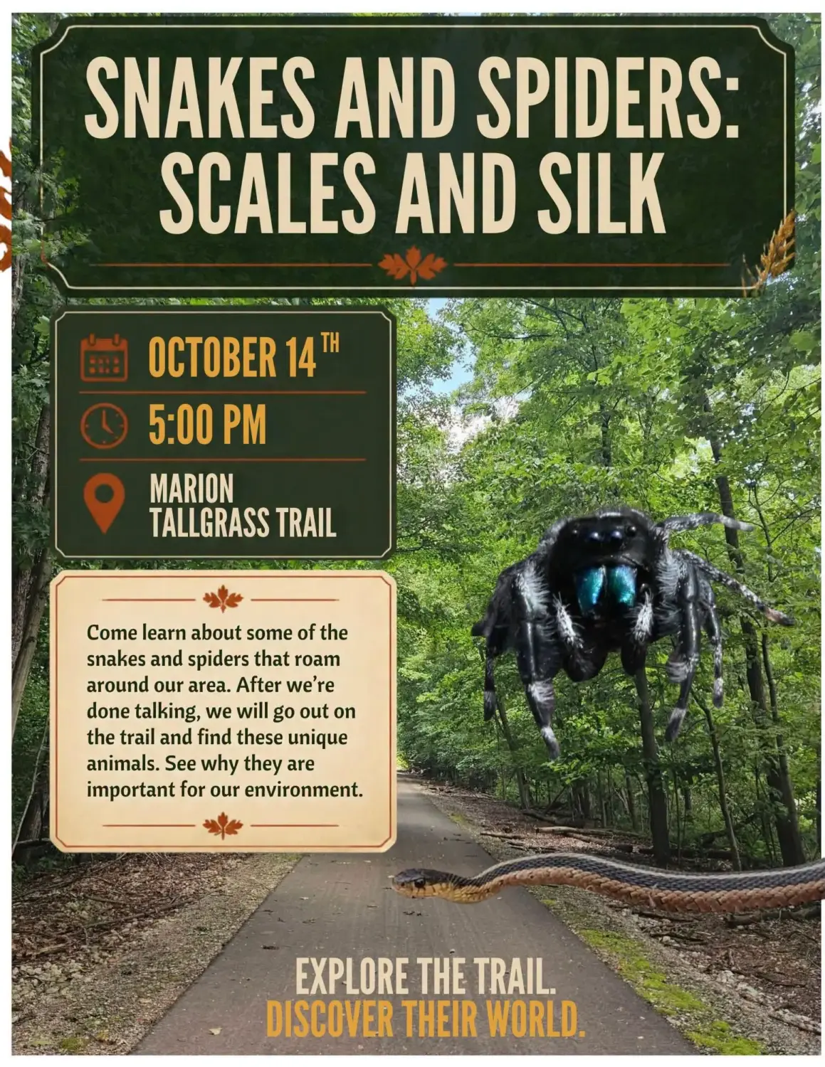 Scales & Silk: Snake and Spider Program at the Marion Tallgrass Trail