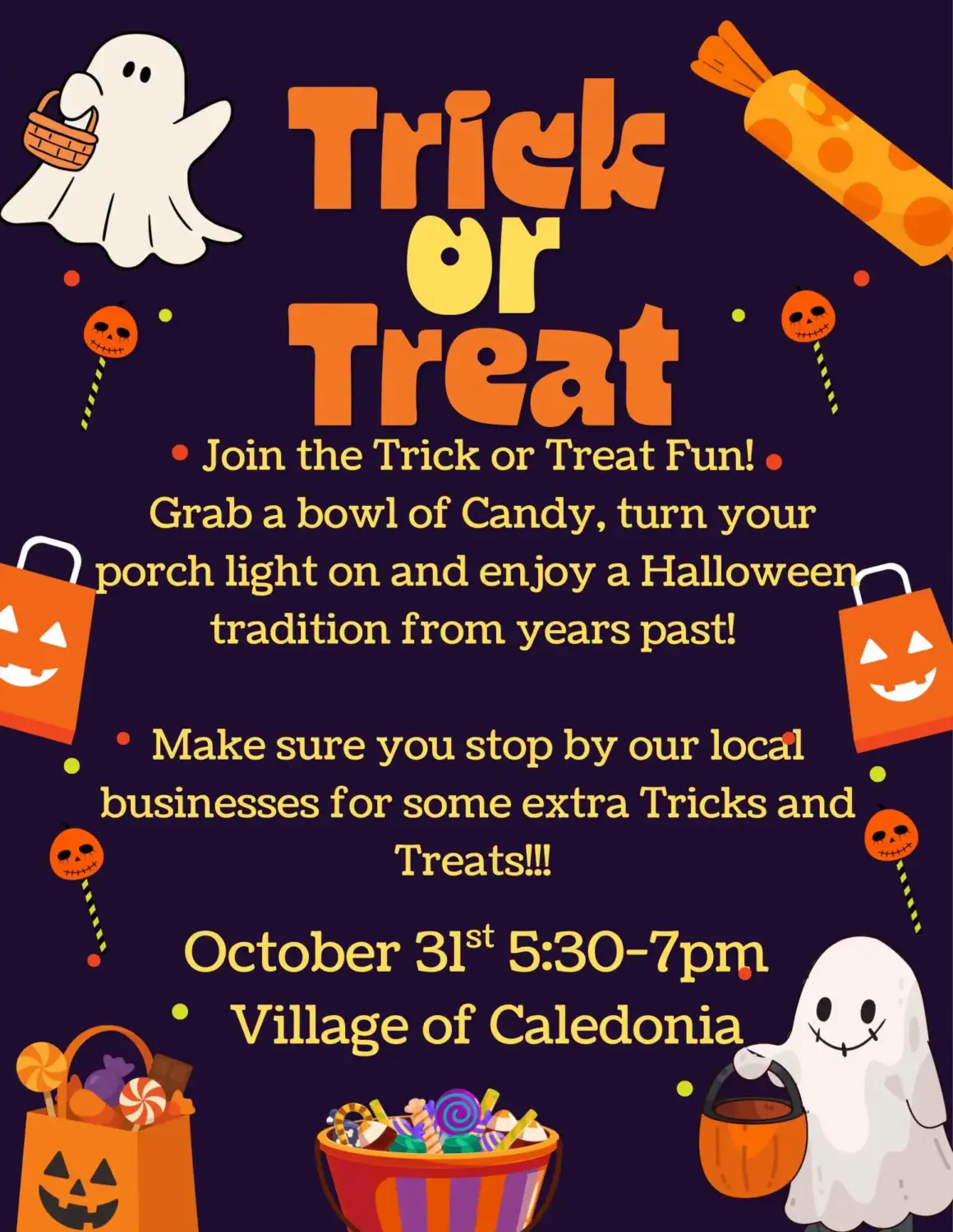 Trick-or-Treat in the Village of Caledonia