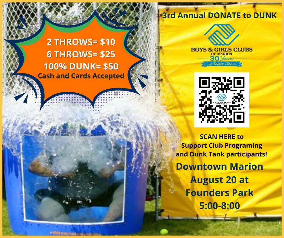 3rd Annual Boys & Girls Club of Marion County Donate to Dunk Tank at Third Thursday in Downtown Marion