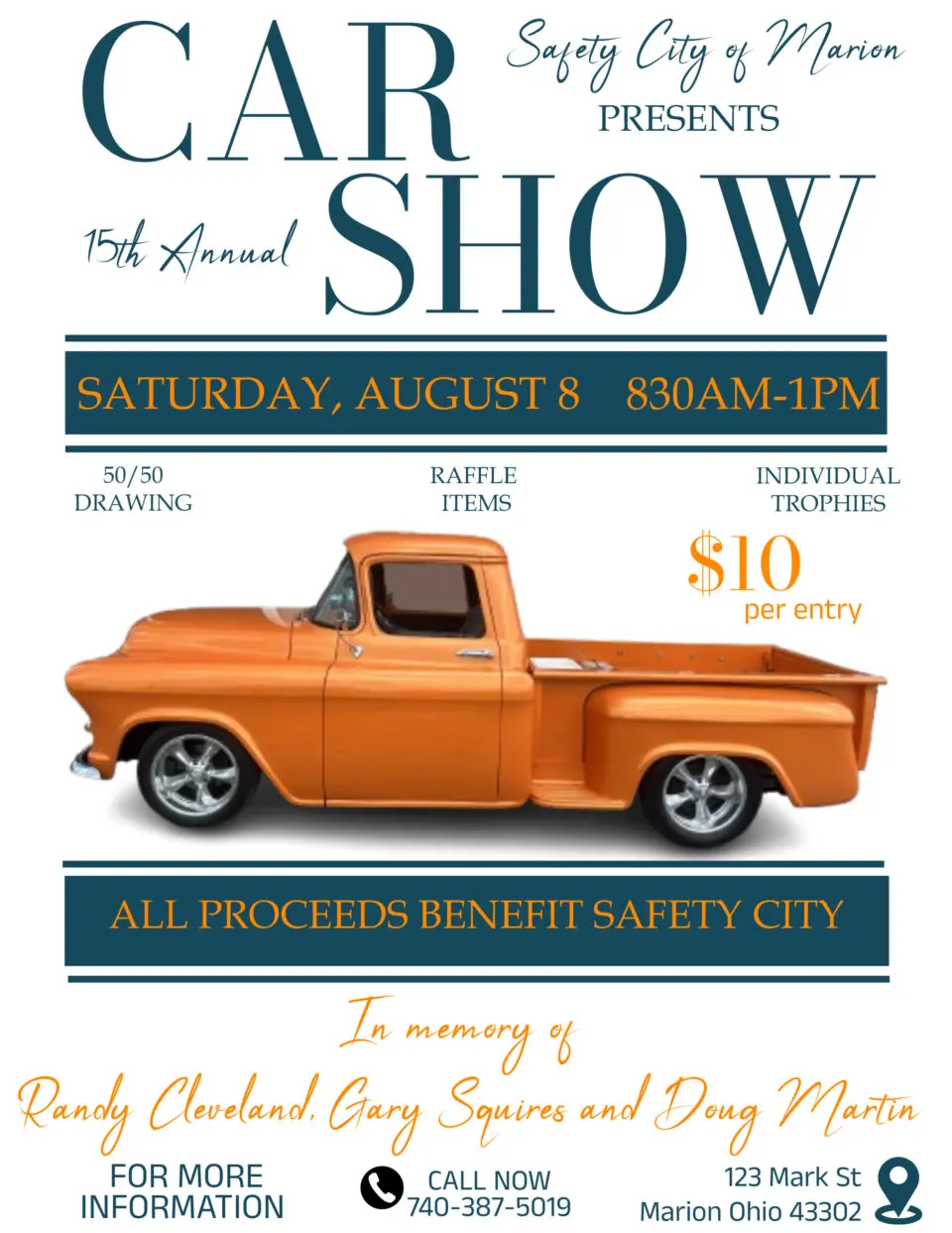 15th Annual Cruisin' for Cleveland/Gary Squires Memorial Car Show at Safety City