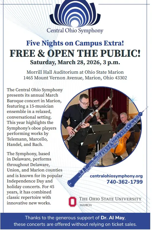 Five Nights on Campus Extra! presents The Central Ohio Symphony at The Ohio State University at Marion in the Morrill Hall Auditorium